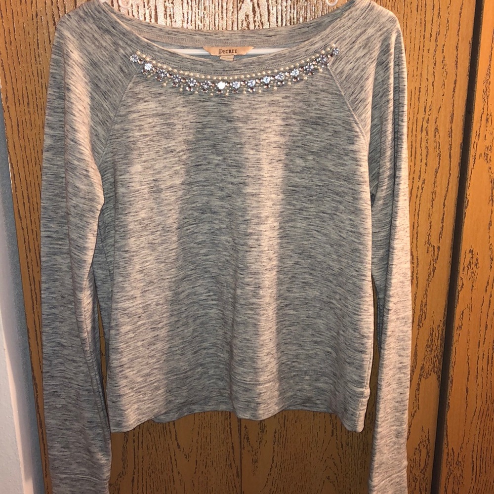 Heather grey crew neck sweatshirt with jewels